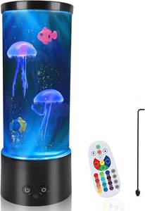 lot 2858 image: PINPON Jellyfish Lamp Color Changing Artificial Fish Tank with USB & Battery Powered Option 4 Lighting Modes Aquarium Lamp with Remote Control Mood Light for Relax