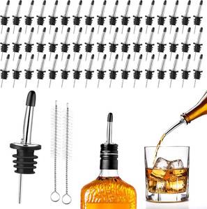 lot 2859 image: mwellewm 50 Pcs Liquor Pour Spouts, Stainless Steel Liquor Bottle Pourers for Alcohol Speed Pourers for Liquor Bottles Bartending Oil Vinegar and Wine Bar Bartender Accessories