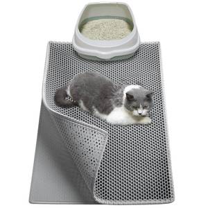 Garoopion Litter Trapping Mat, EVA Cat Litter Box Mat, Double Layer Honeycomb Holes Design 24\" X 15\", Gray - Retail: $20
