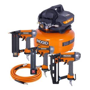 6 Gal. 150 PSI Electric Air Compressor with 25 ft. Hose, 18GA Brad Nailer, 16GA Finish Nailer and 18GA Finish Stapler - Retail: $299