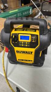 lot 18462 image: DeWalt 1600 Peak Jump Starter with Digital Display w Air Compressor - Retail $120