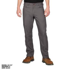 lot 18465 image: Mens 38 in. x 30 in. Gray CottonPolyesterSpandex Flex Work Pants with 6 Pockets - Retail $75