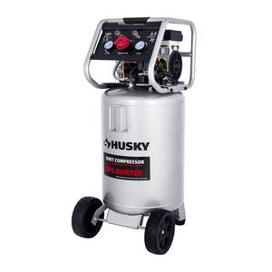lot 18471 image: 20 Gal.165 PSI Vertical Electric Oil-Free Quiet AutoWorkshop Air Compressor with Dual Gauges and 2-Quick Couplers - Retail $349