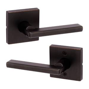 lot 18537 image: Kwikset Halifax Square Passage Lever Doorknob Venetian Bronze - Retail $51
