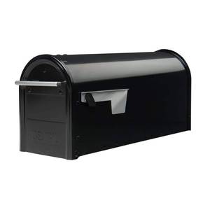 lot 18550 image: Architectural Mailboxes Franklin Medium  Galvanized Steel  Post-Mount Mailbox  Black  FM110BAM - Retail $74