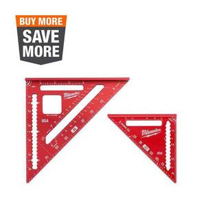 lot 18552 image: Milwaukee Tool 7-inch Rafter Square and 4-12-inch Trim Square Set - Retail $36