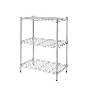 lot 18559 image: 3-Tier Steel Wire Shelving Unit in Chrome (24 in. W x 30 in. H x 14 in. D) - Retail $66