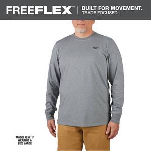 lot 18570 image: Milwaukee XL Long Sleeve Men s Crew Neck Gray Hybrid Work Tee Shirt - Retail $35