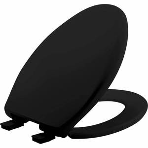 lot 18598 image: Affinity Elongated Soft Close Plastic Removes for Easy Cleaning, Never Loosens Toilet Seat in Black - Retail $40