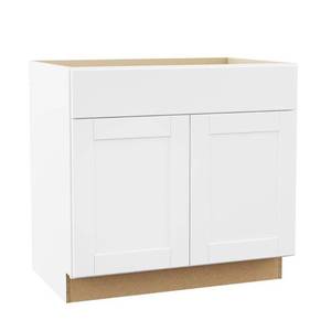 lot 18621 image: RSI HOME PRODUCTS SHAKER BASE CABINET, WHITE, 36 IN. - Retail $449