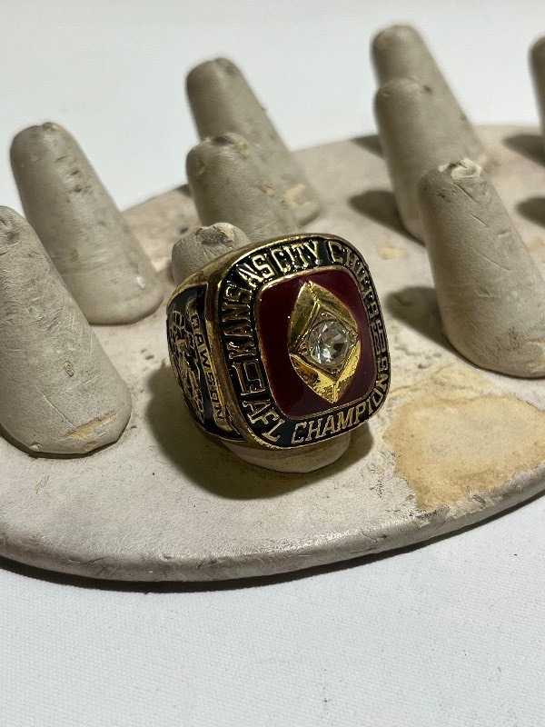 lot 107 image: Chiefs Rep Football Sport Memorabilia AFL Champion 1966 Chiefs Vs Bills - Dawson - Great Display Piece Large Sz - Ring only Display not included