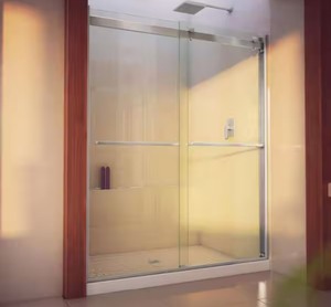 Essence-H 56 to 60 in. x 76 in. Semi-Frameless Bypass Sliding Shower Door in Brushed Nickel with Clear Glass *Retails $709*