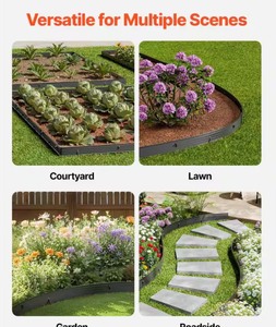 lot 44 image: Metal Landscape Edging, 4 Pieces, 72 in. L, 0.06 in. H, 4 in. W, Rust-Resistant Aluminum, Flexible Border, Black - no Nails