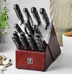 Henckels International Solution 16 Piece Self-Sharpening Walnut Block Set - Comes assembled as pictured *Retails $179*
