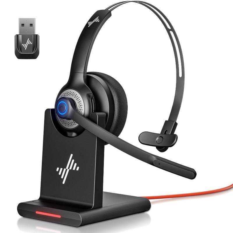lot 22643 image: Bluetooth Wireless Headset with Mic for Work, Bluetooth 5.2, Advanced Noise Reduction Microphone, Clear Calls - Comfortable On-Ear Headphones, Applicable to PC, Laptop, Phone, Android, Zoom, Office - Retail $60