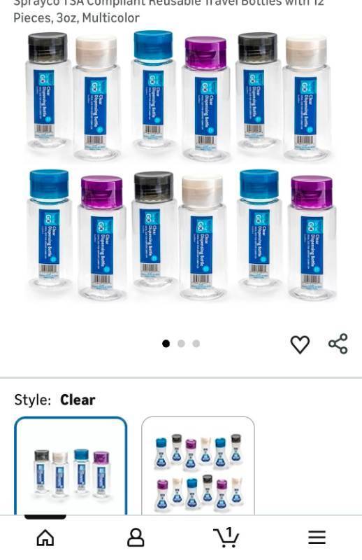 lot 44667 image: Sprayco TSA Compliant Travel Bottles Set - 3oz 12 Pack - Retail $12