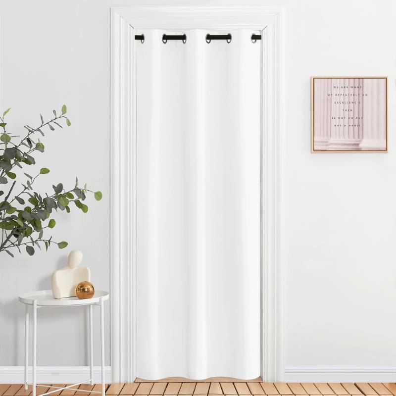 lot 50314 image: NICETOWN Curtains & Drapes for Door Tapestry, 80 inches Long Door Curtains for Bathroom Pantry Bedroom Closet (White, 1 Panel, 2.8ft Wide x 6.7ft Long) - Retail $18
