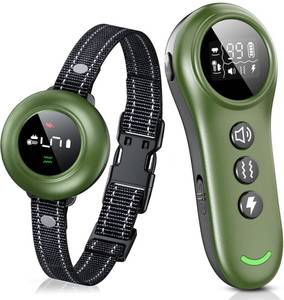 lot 33341 image: 2-in-1 Dog Shock Collar & Dog Bark Collar - Smart Anti Barking Dog Training Collar with 5 Adjustable Sensitivity & 3300FT Remote for All Breeds IP67 Waterproof Rechargeable E-Collar (Green) missing Dog colar  - Retail $60