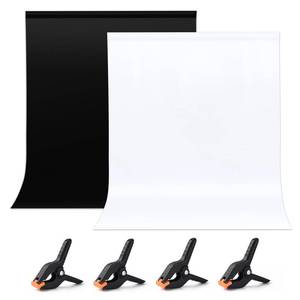 lot 33342 image: UTEBIT Black White Backdrop Screen 6.5x10ft High Density Polyester Fabric Pure Black and White Photo Backdrop Curtain Screen with 4 Spring Clamps for Photography Photoshoot Portrait Party Video Studio - Retail $25