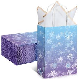 lot 41446 image: ReliThick 30 Pcs Snowflake Paper Bags Iced Candy Treat Goodie Gift Bags with Handle Blue and Purple Party Favors for Princess Holiday Birthday Wonderland Party Supplies (5.91 x 8.27 x 3.15 inches) - Retail $16