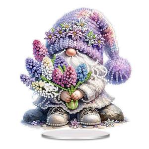 lot 41454 image: ARTopet DIY Diamond Desktop Ornament Special Shaped Crystal Lavender Gnome Acrylic Diamond Art Painting Tabletop Ornaments Single Sided Diamond Home Decor - Retail $10