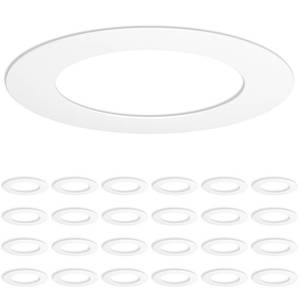 lot 41480 image: Amico 24 Pack Goof Rings for 6 Inch Recessed Lights, Can Light Trim Ring Cover, Outer Diameter 8.6-inch, Inner Diameter 6.2-inch, Durable Plastic Design, White - Retail $30