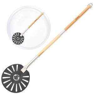 lot 41509 image: Chef Pomodoro Aluminum Turning Pizza Peel Easy Storage, Pizza Turner, Pizza Turning Peel, Luxury Pizza Paddle for Baking Homemade Pizza Bread (9-Inch) - Retail $42