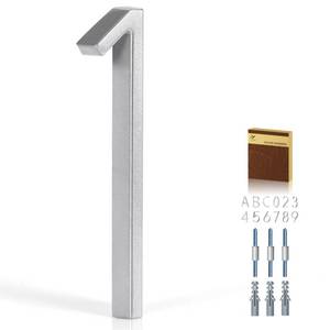 lot 41511 image: YIPLED 5 Inch House Numbers for Outside, Metal Address Number 1 - Modern Design, Weather-Resistant Silver Powder Coated Finish, No Fading (Silver) - Retail $7