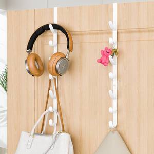 lot 41513 image: Over The Door Hooks, Metal Door Hooks for Hanging,Door Purse Organizer for Door Coat Hanger, Back of Shower for Hanging Towel Rack Clothes, Hat, Bathroom Bathroom Dorm Bedroom Closet (White-2Packs) - Retail $19