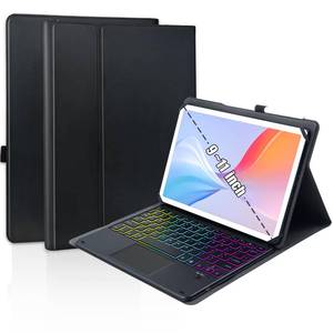 lot 41523 image: MePadKey Universal Touchpad Keyboard Case for 9.7,10.1,10.2,10.5,10.9,11 ipadSamsung Tablet, Rainbow Backlight TrackPad Keyboard with Type-C Charging Port fit 9.7-11 inch Android (Black) - Retail $30
