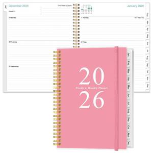 lot 41524 image: 2026 Planner - Weekly & Monthly Planner Spiral Bound, Planner 2026 from January 2026 - December 2026 with Monthly Tabs, Inner Pocket, 8.5 x 11, Pink - Retail $10