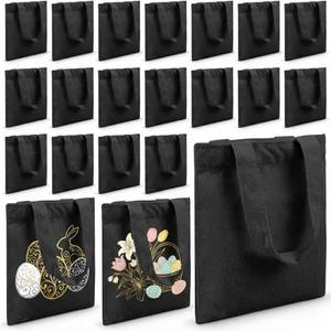 lot 41526 image: Amylove 24 Pcs Mini Tote Bag Sublimation Blank Canvas Tote Bags Reusable for Grocery Shopping, DIY, Easter Party Favor Gift Bags (10 x 10 Inch,Black) - Retail $29