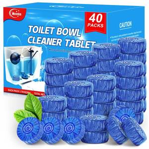 lot 45572 image: Msvvko Toilet Bowl Cleaner Tablets 40 Pcs, Septic Safe Automatic Toilet Tank Cleaner with Sustained-Release Technology, Powerful Long-Lasting Blue Tabs for Bathroom Stain Remover & Deodorizer - Retail $27
