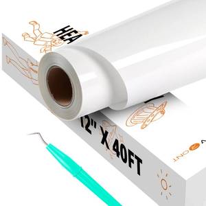 lot 45583 image: HTVRONT White HTV Heat Transfer Vinyl - 12 X 40FT Iron on Vinyl for All Cutting Machines, Easy to Use for Heat Vinyl Design - Retail $27