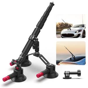 lot 45592 image: NEEWER Triple Suction Cup Car Mount Compatible with Insta360 X5 X4 GoPro DJI OSMO 360 Cameras, Quick Release Outside Windshield Magic Arm Mount Kit with 2 in 1 Extension PoleSelfie Stick, CA065 - Retail $86