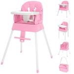 5 in 1 Foldable Baby High Chair,Convertible Highchair for Babies and Toddlers-Portable Infant Booster Seat,Carry Small Box,Dining Chair,Toddler High Chair with 5-Point Harness,Removable Tray-Pink has been used. May be damaged  - Retail: $146