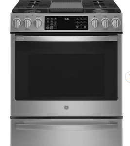 lot 21 image: Stainless Steel Gas Range with Convection Oven - Retail $2,799