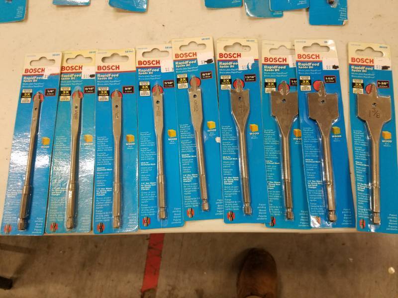 lot 7726 image: Lot of 9 Bosch Rapid Feed Spade Bits