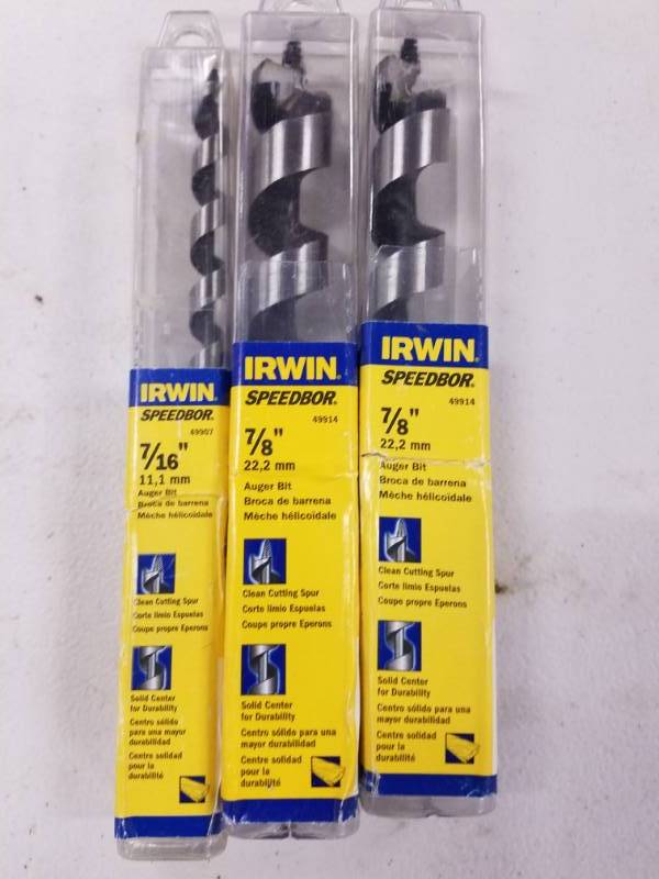 lot 7738 image: Lot of 3 Irwin Speedbore Auger Bits