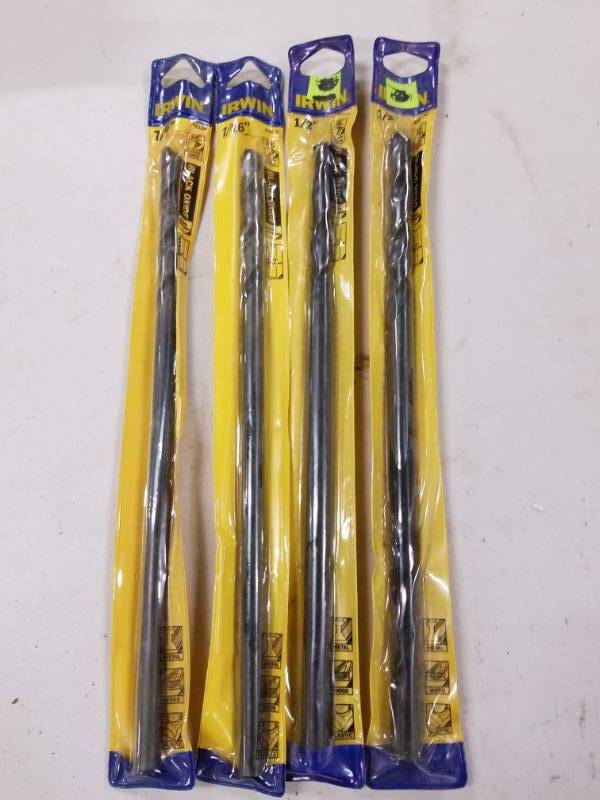 lot 7745 image: Lot of 4 Irwin Long Shank Black Oxide Bits