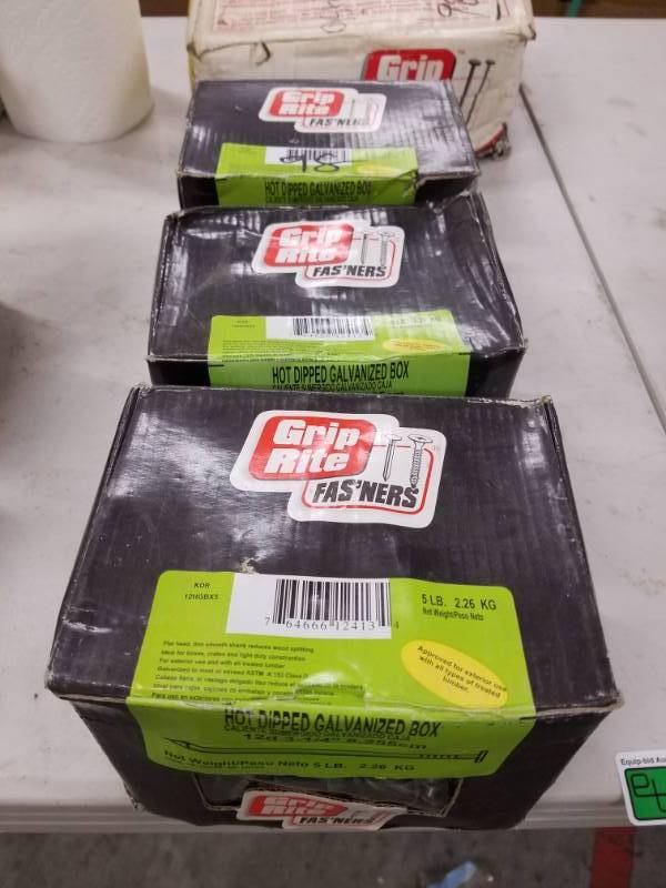 lot 7779 image: Lot of 3 Boxes Grip Rite Nails