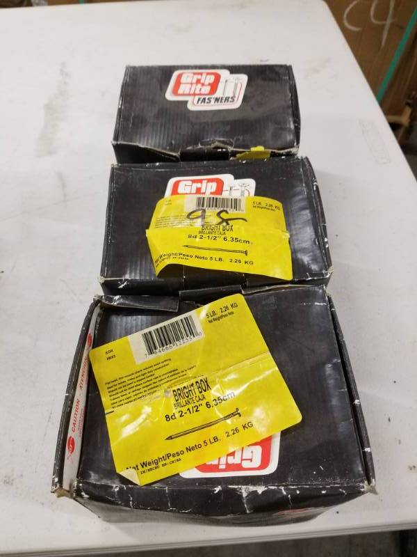 lot 7781 image: Lot of 3 Boxes Grip Rite Nails