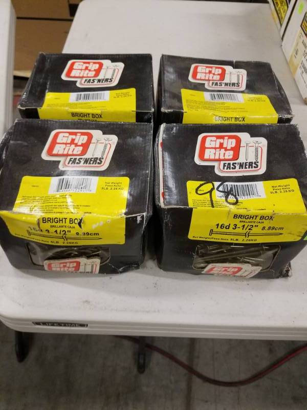 lot 7782 image: Lot of 4 Boxes Grip Rite Nails