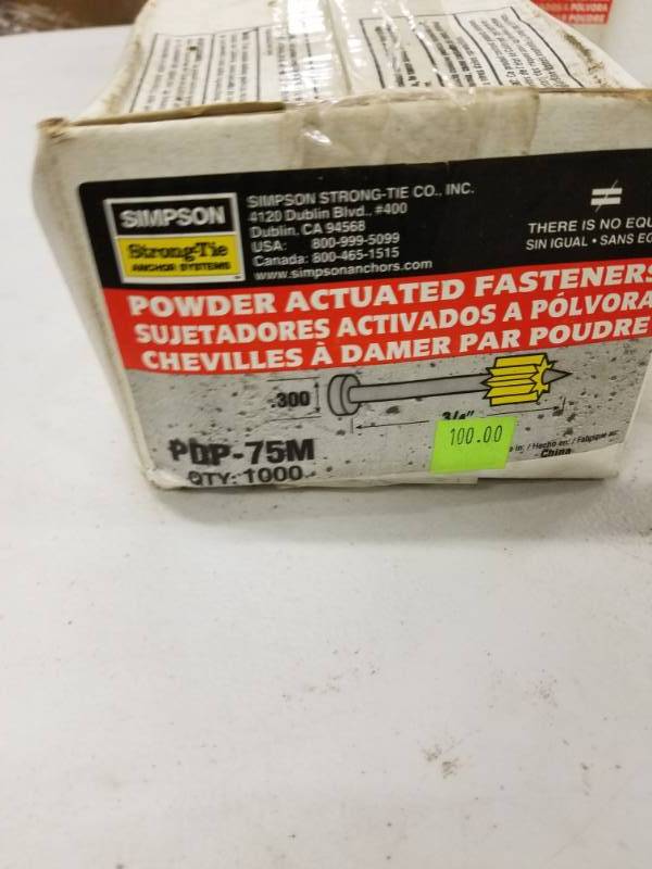 lot 7792 image: Box of Simpson Powder Actuated Fasteners