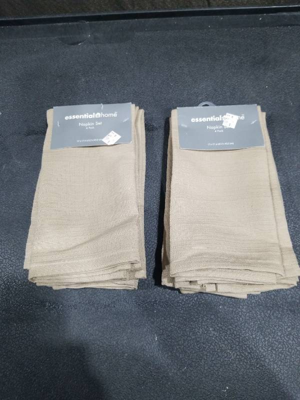 lot 4608 image: (2) 4 Pack Essential Home Tan Napkins