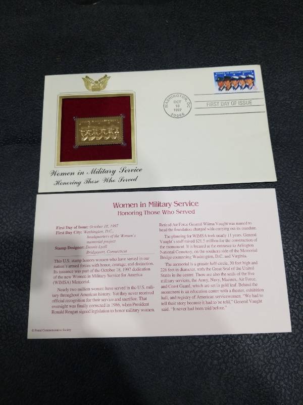 lot 4612 image: 1997 Women in Military Service Gold Stamp First Day Cover