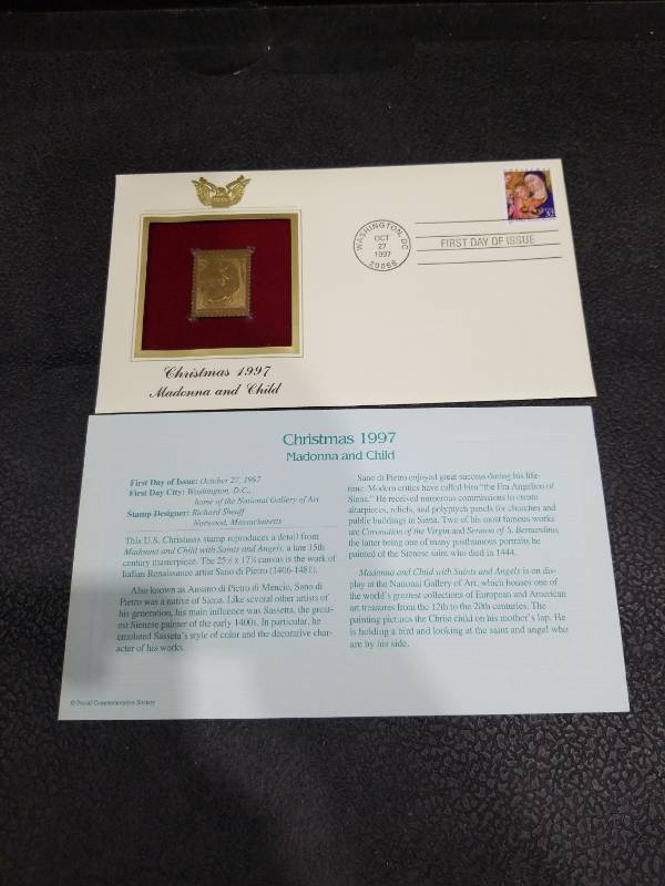 lot 4614 image: 1997 Madonna and Child Gold Foil Christmas Stamp First Day Cover