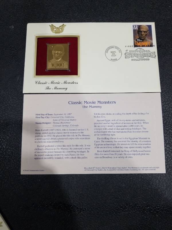 lot 4617 image: 1997 The Mummy Gold Stamp First Day Cover