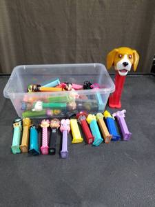 lot 1016 image: Large Collection of PEZ Dispensers with Storage Container