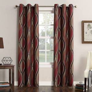 lot 1027 image: (5) No. 918 Fantasia Ogee Print Semi-Sheer Grommet Curtain Panel  48 x63   Paprika Red